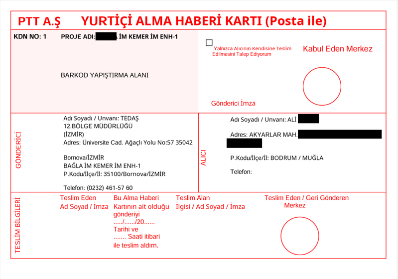 Tebligat İşlemi Ekranı